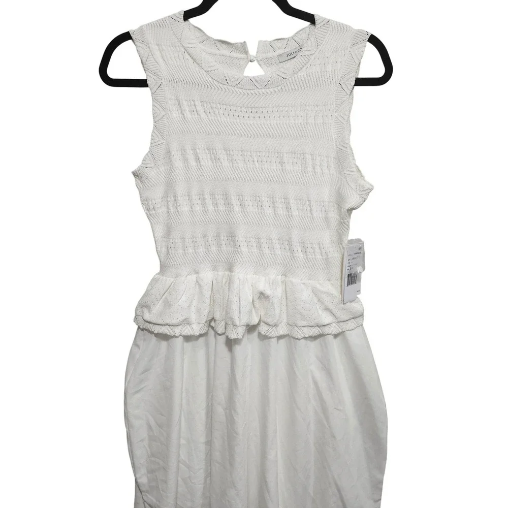 Julia Jordan‎ Mixed Media Stretch Cotton Midi Dress Size Small Color Ivory NWT